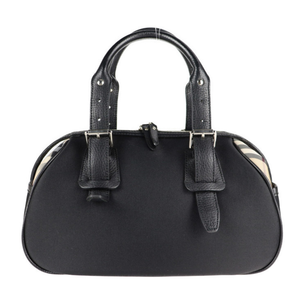 Burberry Handbag Canvas Leather Black